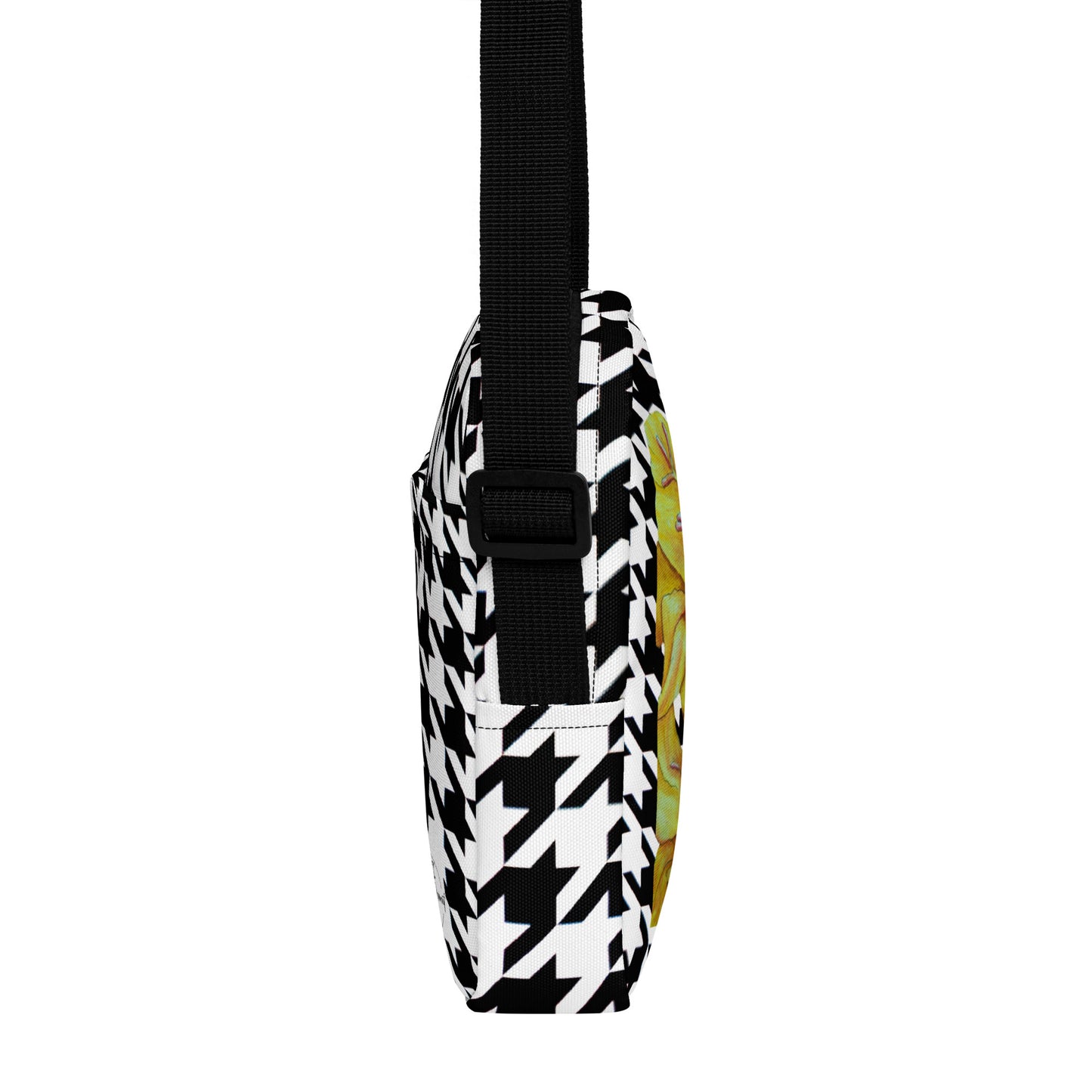 Crossbody Bag - Sunny Blooms - Yellow Hound's Tooth Gladiola Artwork Purse