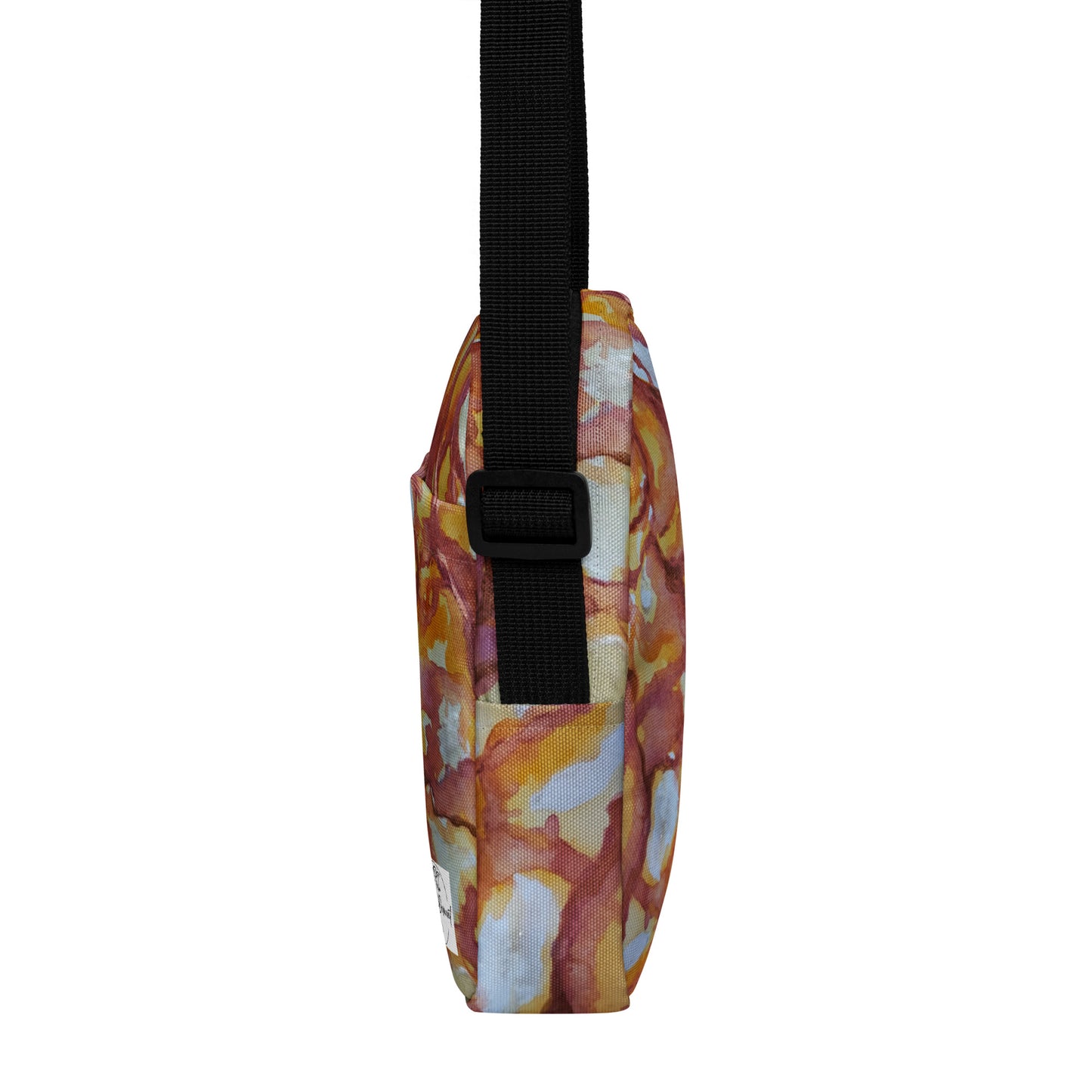 Crossbody Bag - Sunset Veil - Red And Gold Abstract Artwork Design Purse