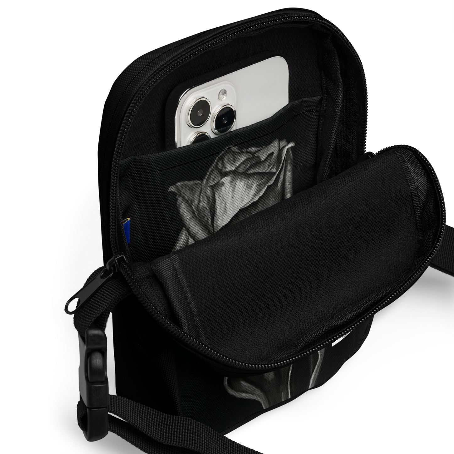 Crossbody Bag - Dusk's Embrace - Monochrome Rose Artwork Purse