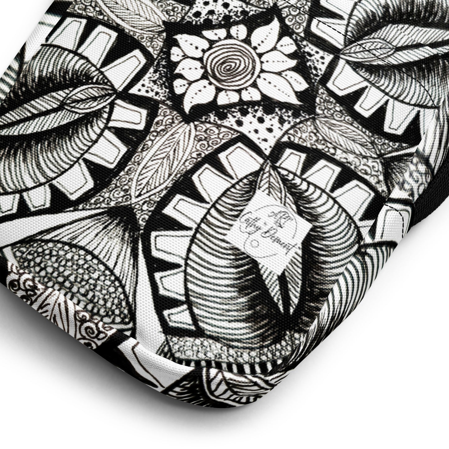 Crossbody Bag - Zen-Dala - Monochrome Zentangle Mandala Artwork Design Purse