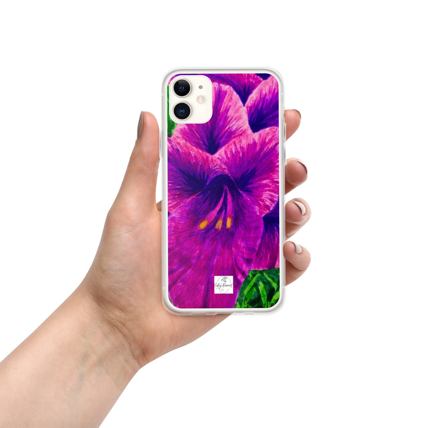 Clear Case for iPhone® - Royal Reverie: Purple Gladiola - Floral Artwork Design