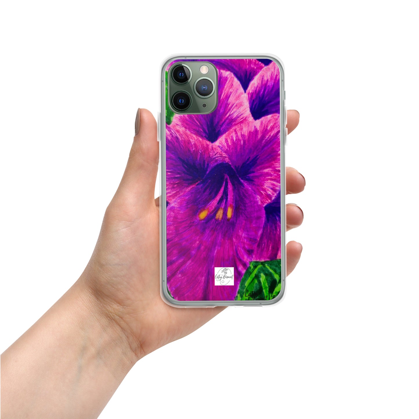 Clear Case for iPhone® - Royal Reverie: Purple Gladiola - Floral Artwork Design
