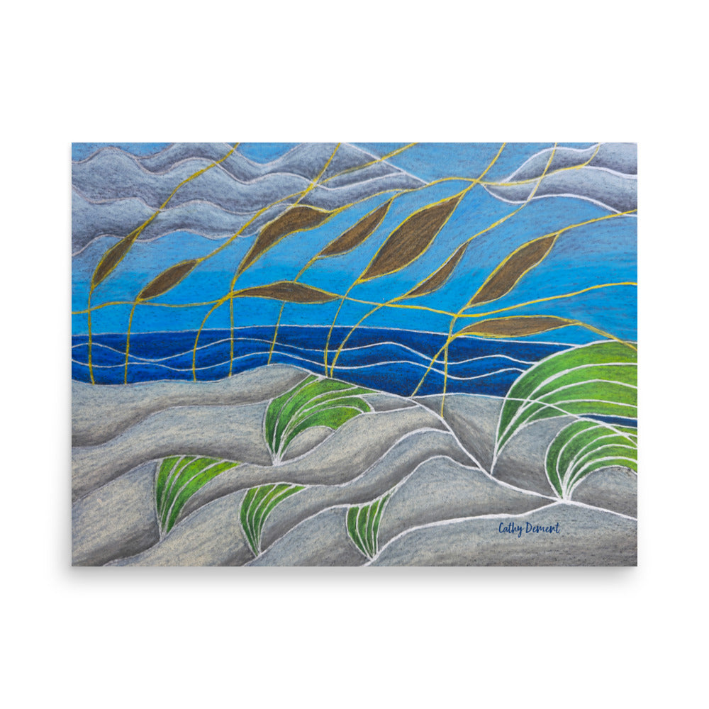 Giclée Print, Wall Art - Windswept, Abstract Beach Artwork by Cathy Dement