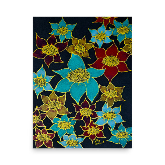 Giclée Print, Wall Art - Midnight Garden, Abstract Floral Artwork by Cathy Dement