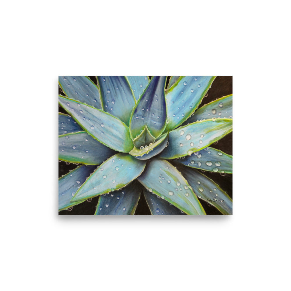 Giclée Print - Desert Jewel - Vibrant Agave Plant with Dew Drops, Artwork by Cathy Dement