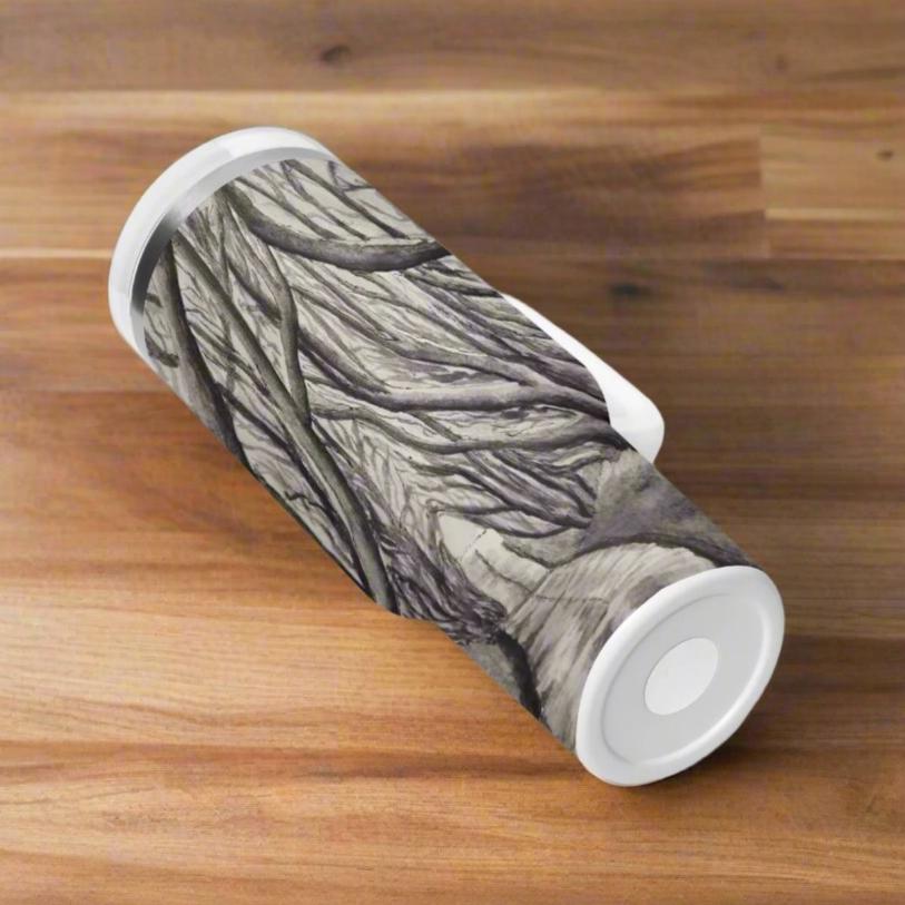 Stainless Steel Tumbler Cup - 40 0z Tranquil Timber Path, Forest Artwork by Cathy Dement, Artistic Travel Mug