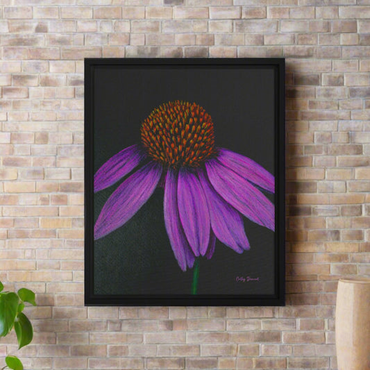Framed Canvas Print - Prairie Apothecary - Colorful Purple Echinacea Flower Artwork by Cathy Dement