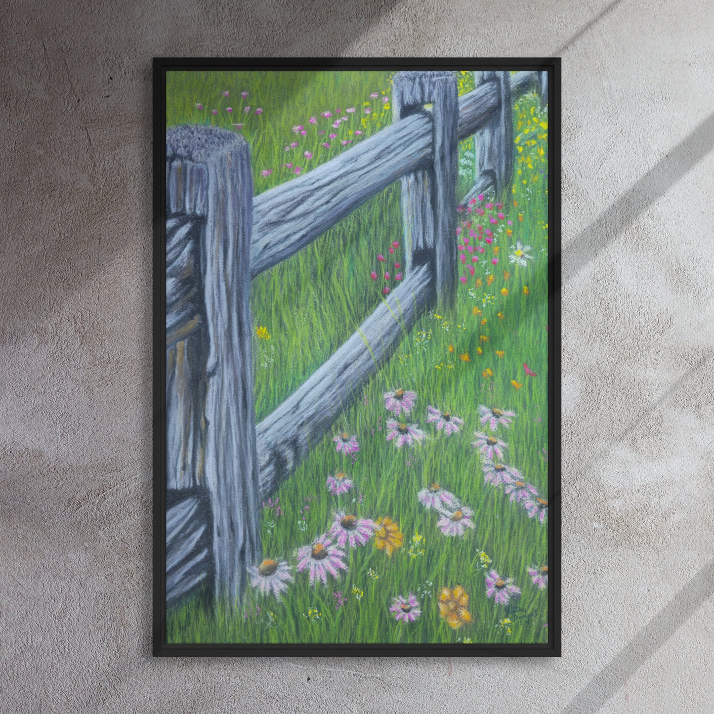 Framed Canvas Print - Weathered and Wild - Floral Artwork by Cathy Dement