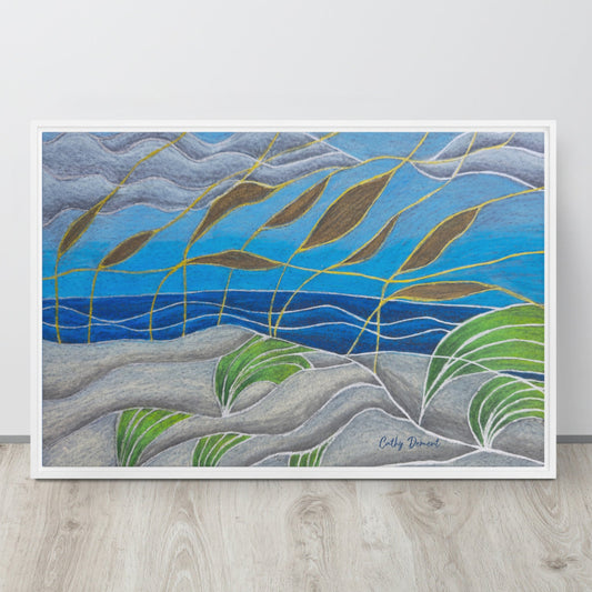 Framed Canvas Print - Windswept - Abstract Beach Artwork by Cathy Dement