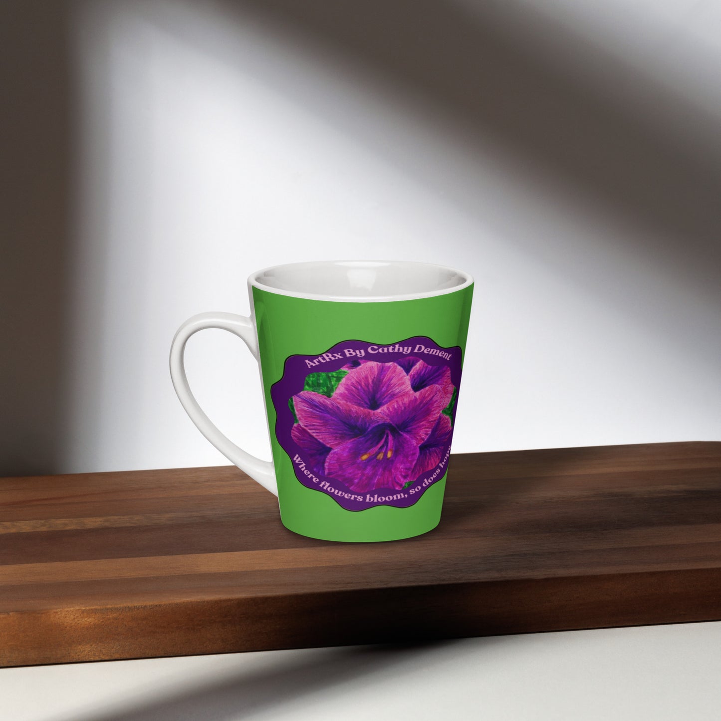 Latte Mug - Royal Reverie - Purple Gladiola Artwork Cup by cathy dement