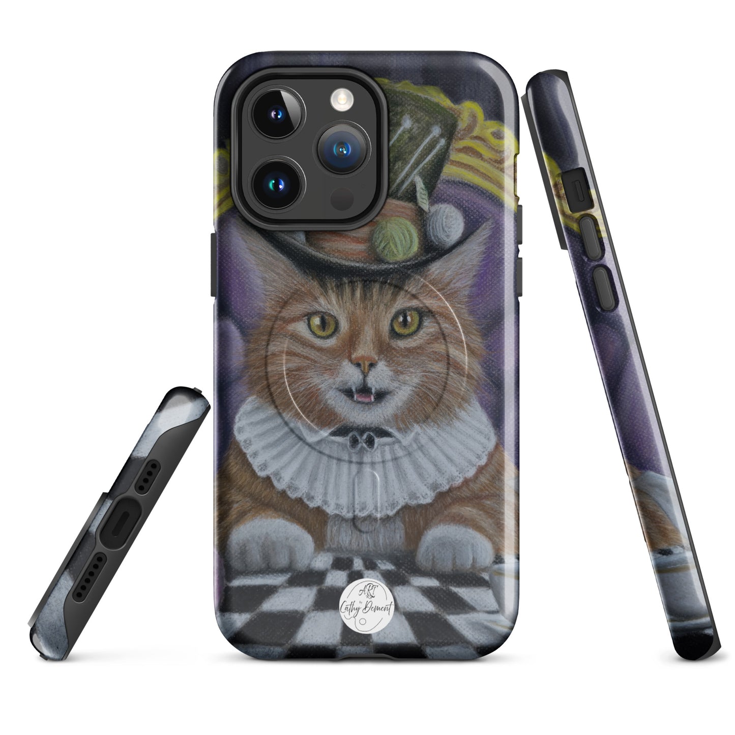 MagSafe® Tough Case for iPhone® - Tea with Tom - Whimsical Cat in Top Hat Artwork by Cathy Dement
