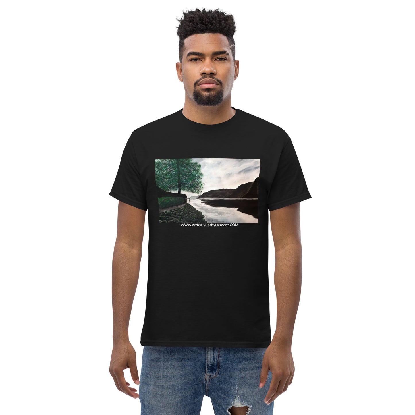 Norwegian Dream: Captivating Fjord Landscape Artwork Design Men's Classic Tee