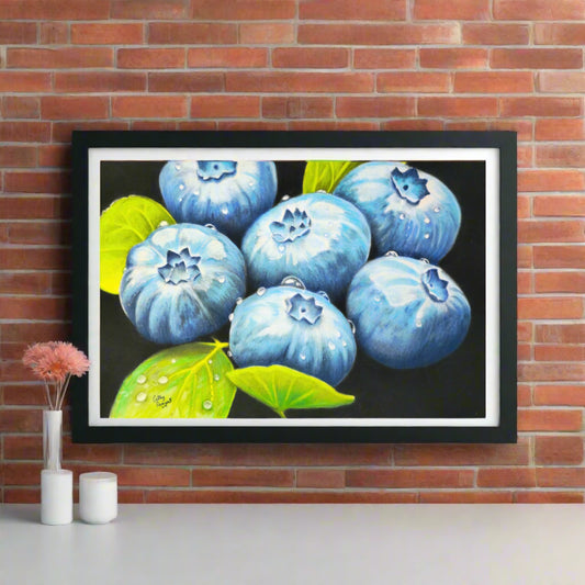 Giclée Print - Blueberry Bliss, Colorful Blueberry Wall Art
