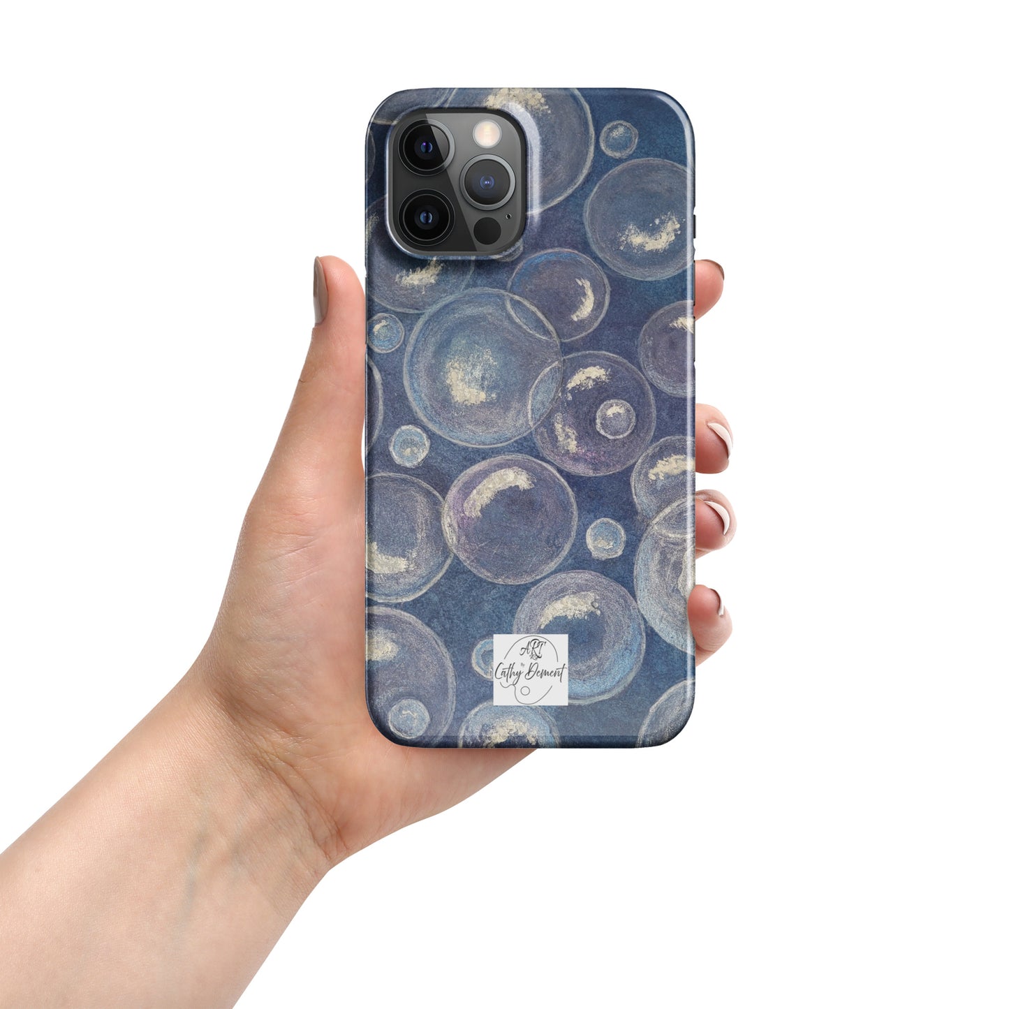 Snap Phone case for iPhone® - Tranquil Reflections: Blue and White Bubbles Artwork Design
