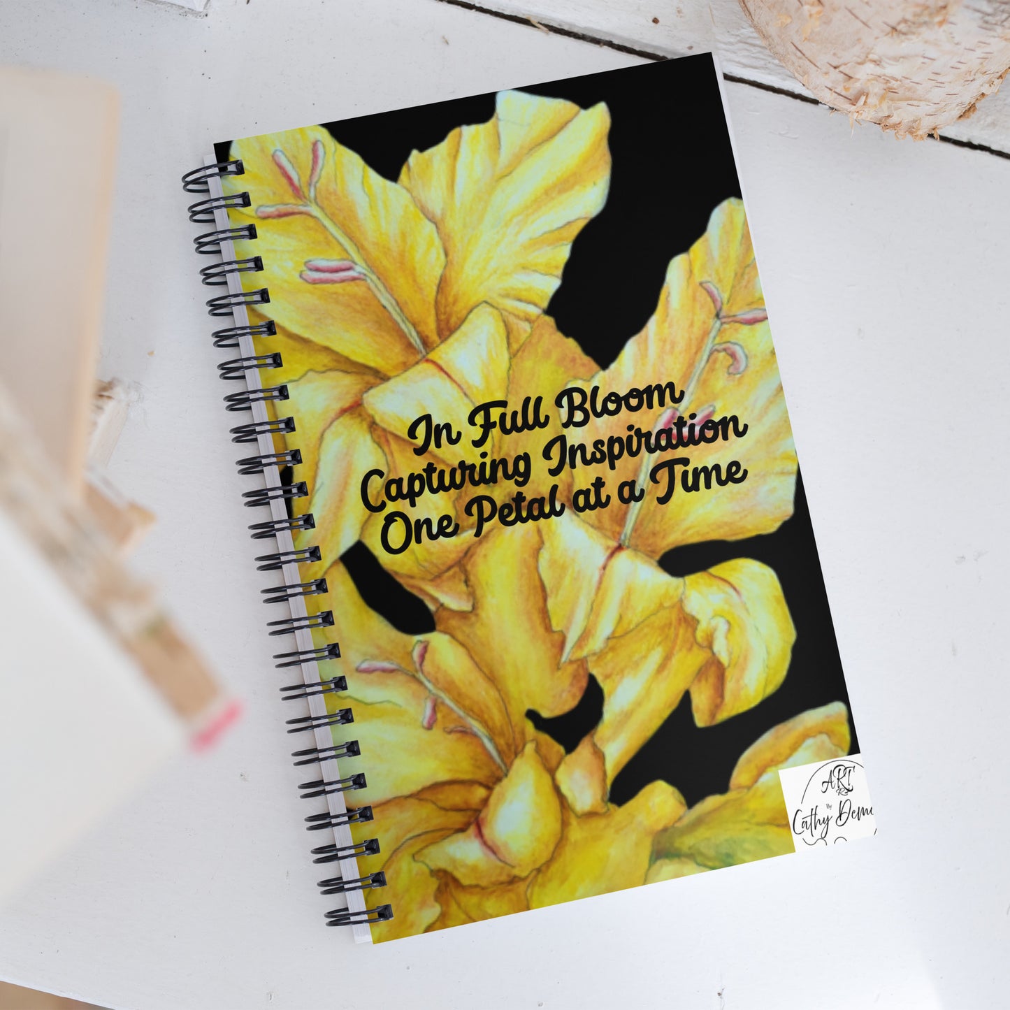 Spiral Dotted Page Notebook - Sunny Blooms: Yellow Gladiola Floral Artwork Design