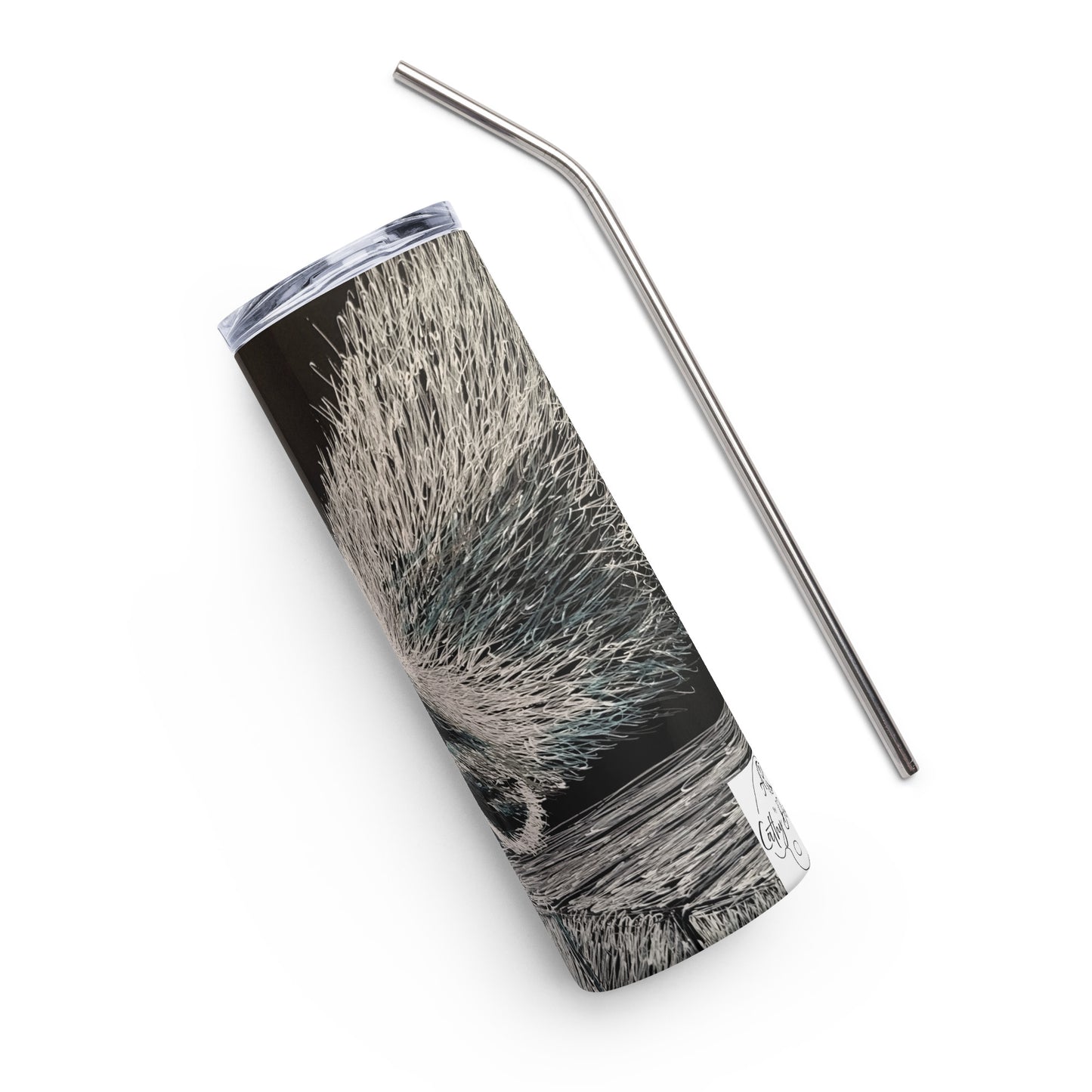 Stainless Steel 20 oz Tumbler: Cute Lazy Raccoon Artwork Design