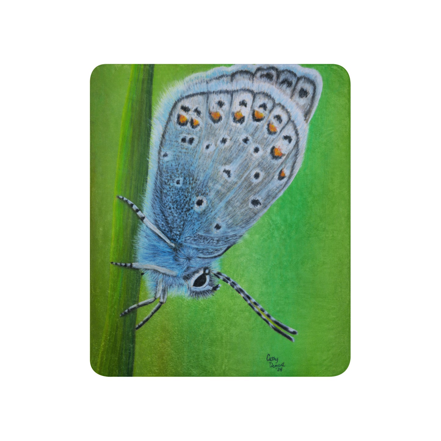 Sherpa Throw Blanket - Gossamer Blue, Karner Blue Butterfly Artwork