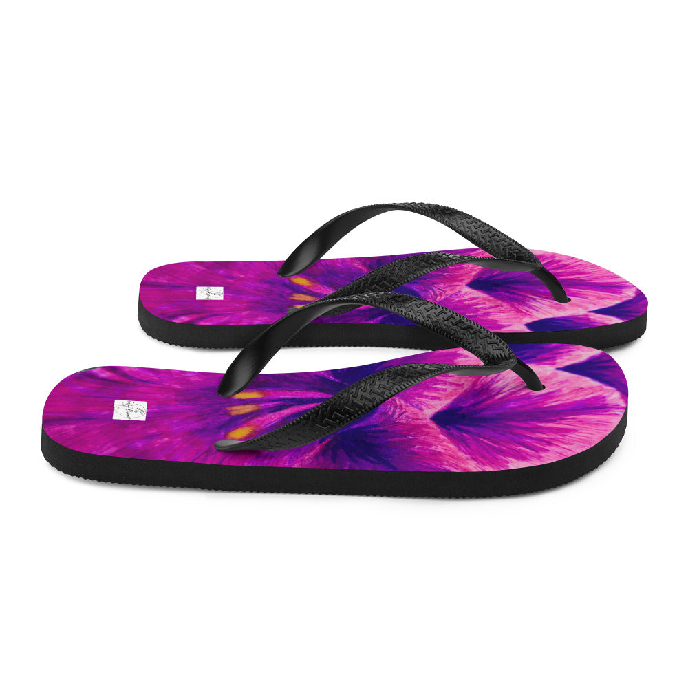 Flip-Flops - Royal Reverie - Purple Gladiolas - Colorful Floral Artwork Design, Wearable Art Shoes