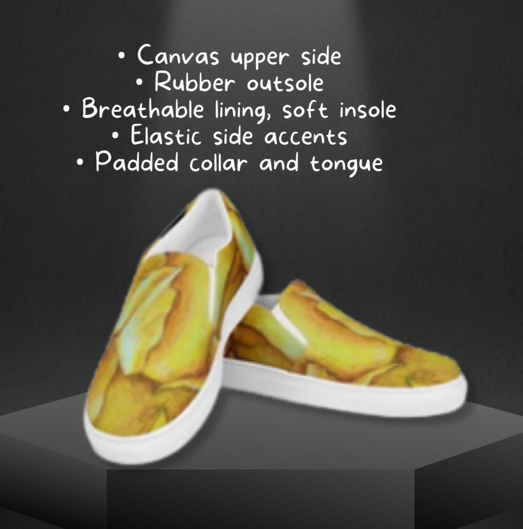 Sunny Blooms: Yellow Gladiola Artwork Design Women’s Slip-on Canvas Shoes