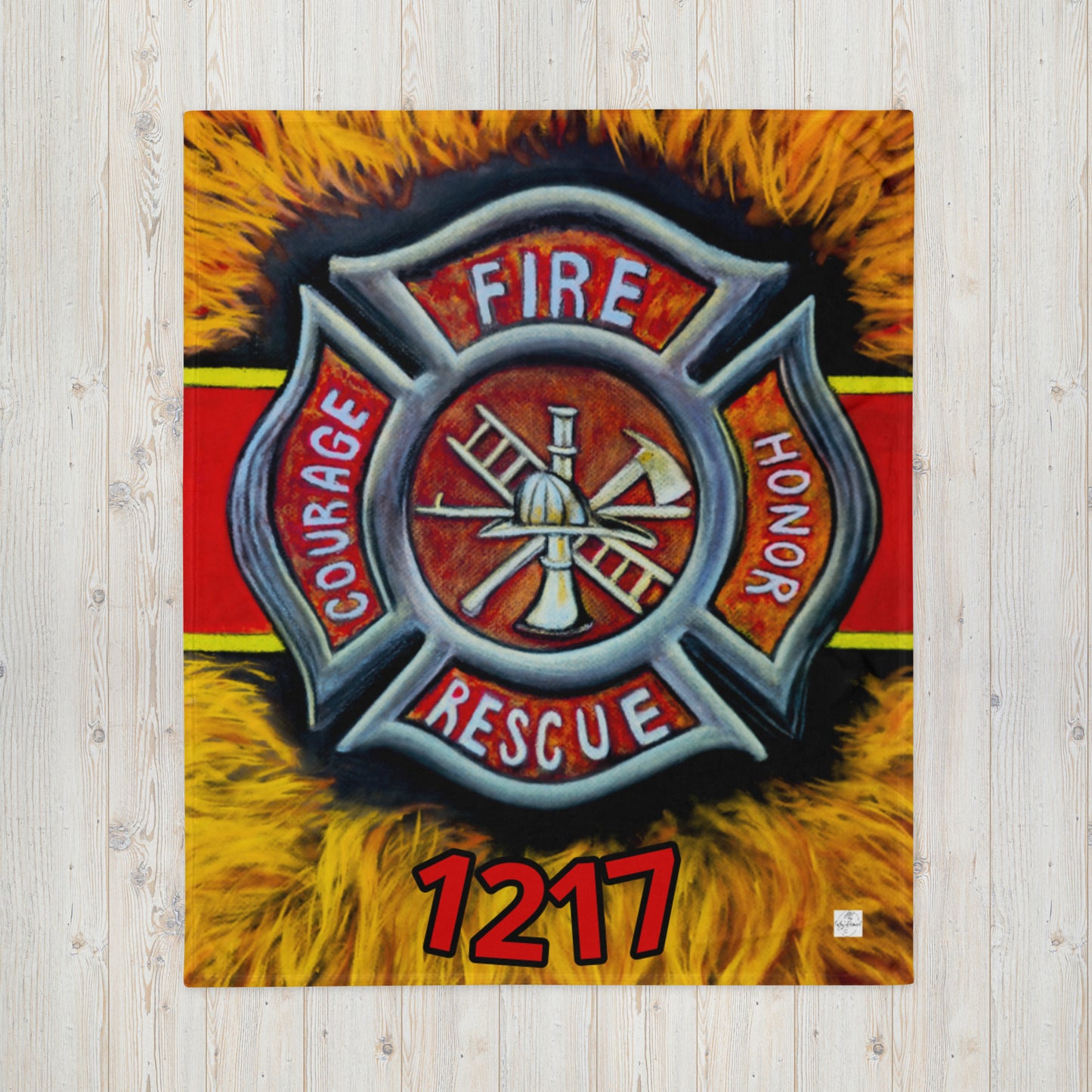 Throw Blanket - Firefighter Maltese Cross - Customizable with Name or Call Number, Gift For Fireman