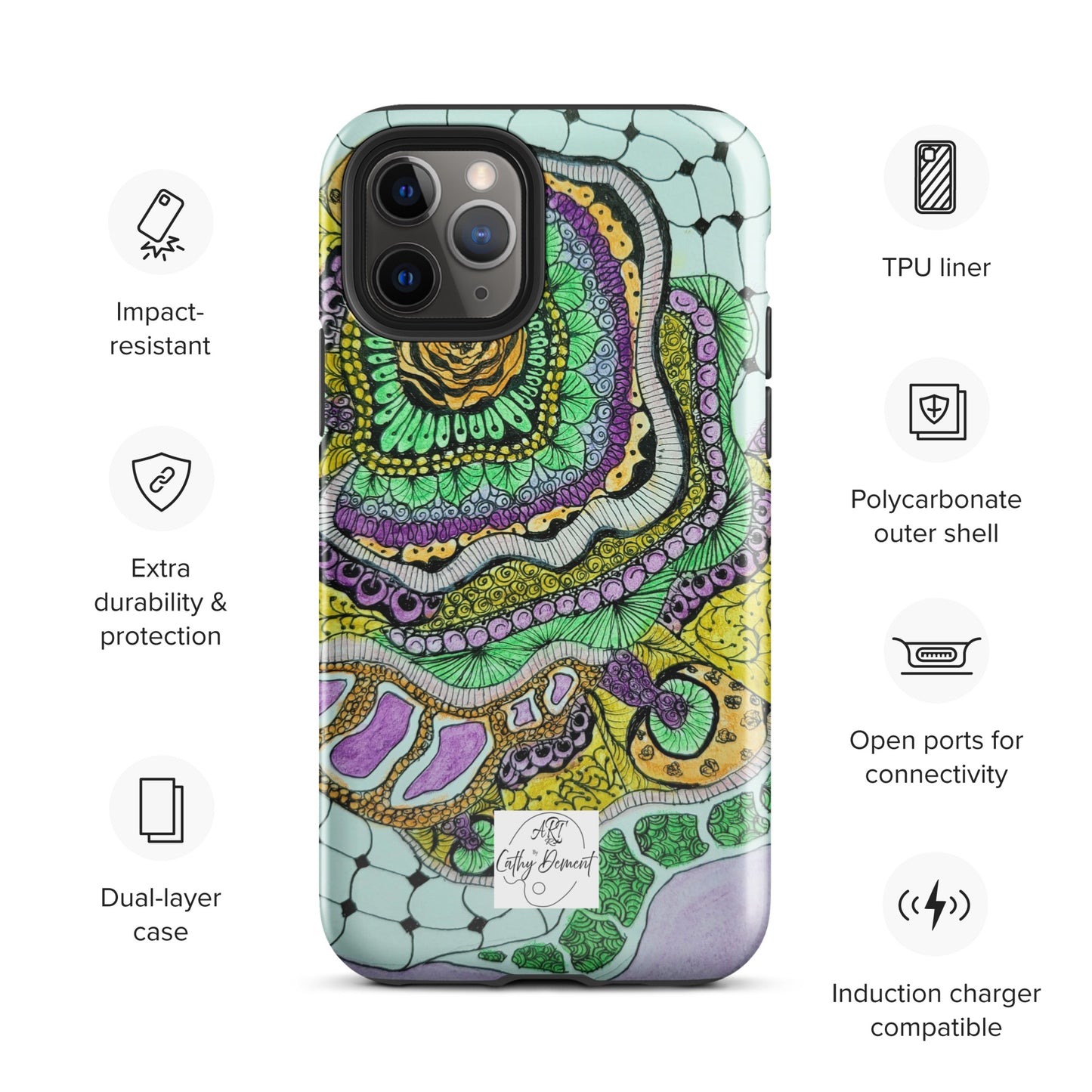 Tough Case for iPhone® - Zen Floral Bliss: Zentangle Design Artwork