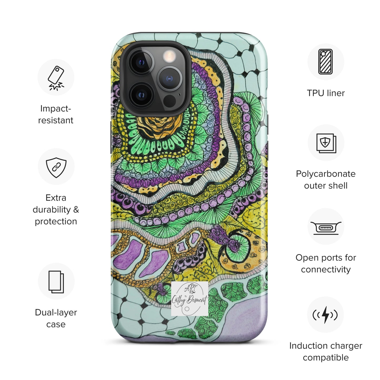 Tough Case for iPhone® - Zen Floral Bliss: Zentangle Design Artwork