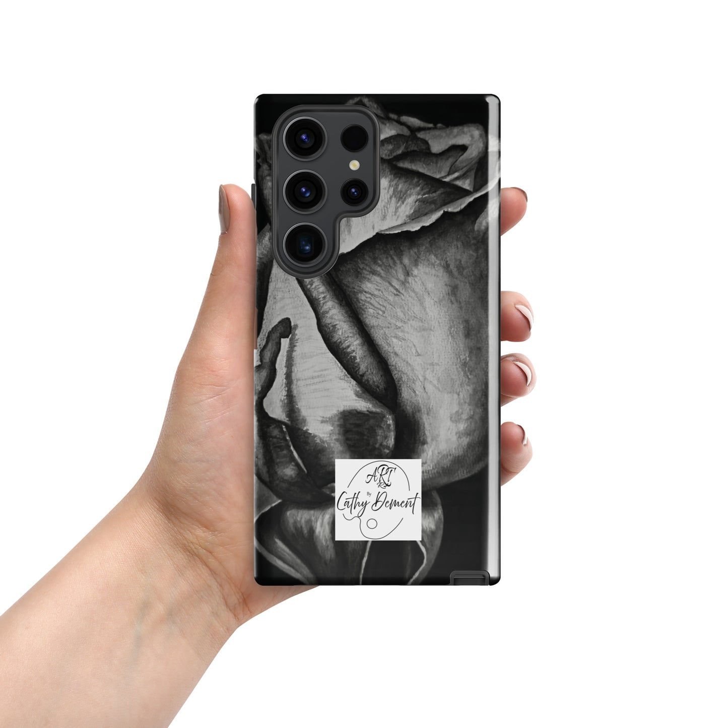 Tough Case for Samsung® Cell Phones - Dusk's Embrace: Monochrome Rose Artwork