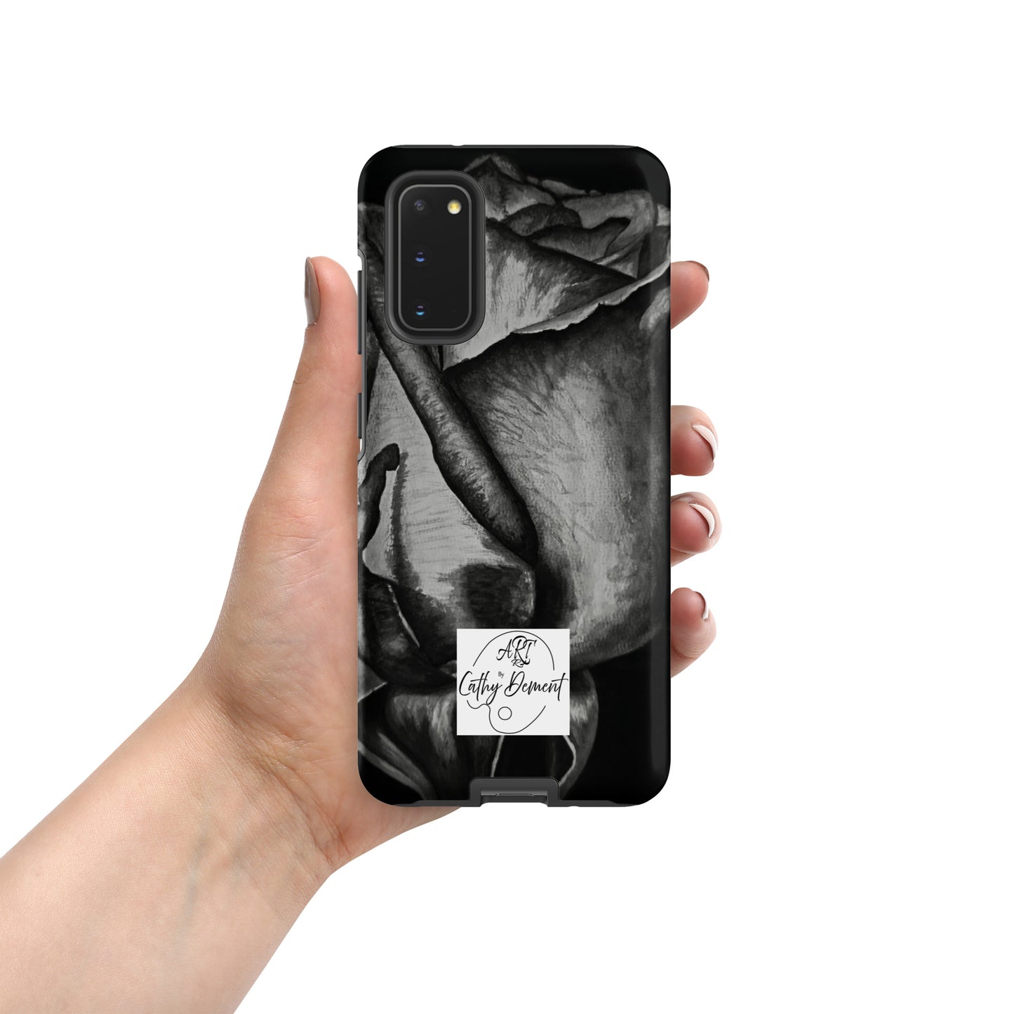 Tough Case for Samsung® Cell Phones - Dusk's Embrace: Monochrome Rose Artwork