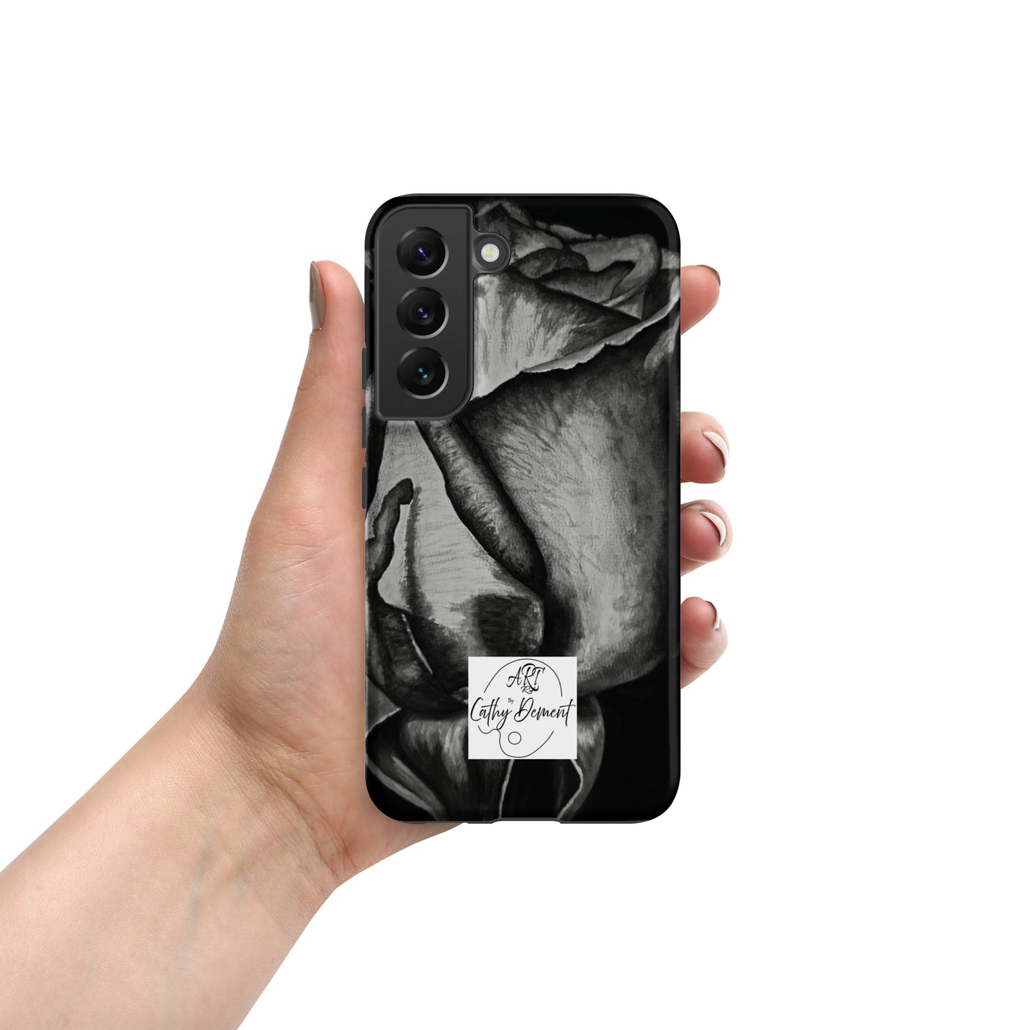 Tough Case for Samsung® Cell Phones - Dusk's Embrace: Monochrome Rose Artwork