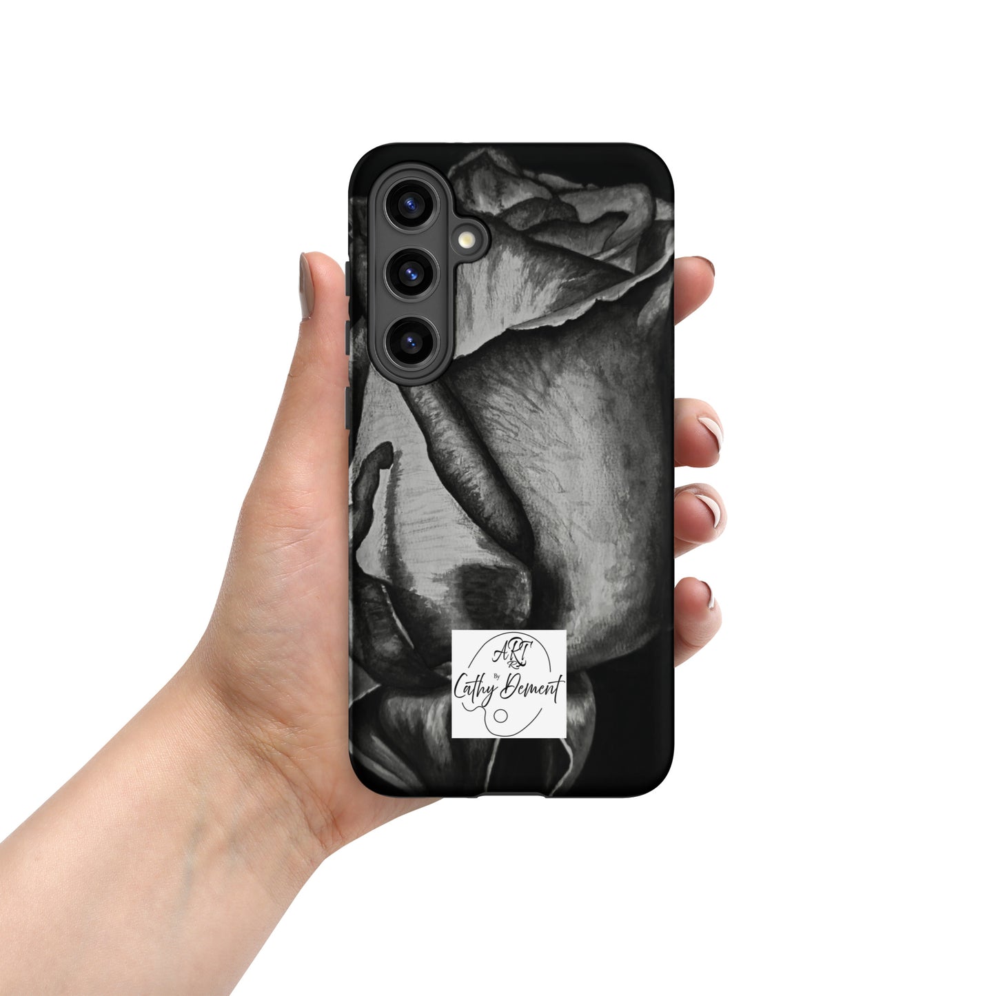 Tough Case for Samsung® Cell Phones - Dusk's Embrace: Monochrome Rose Artwork
