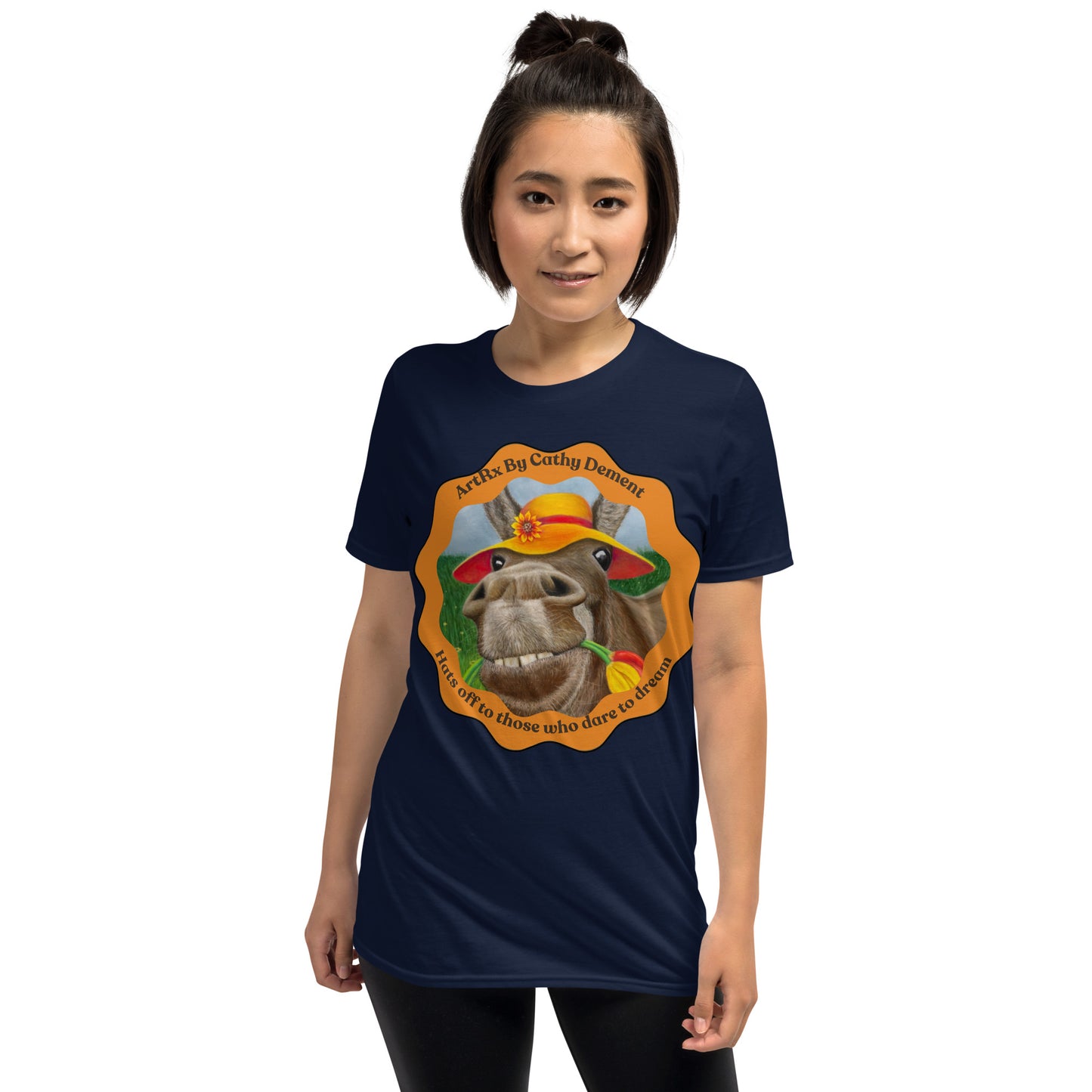 Short-Sleeve T-Shirt - Tulip Thief - Playful Donkey Artwork Tee