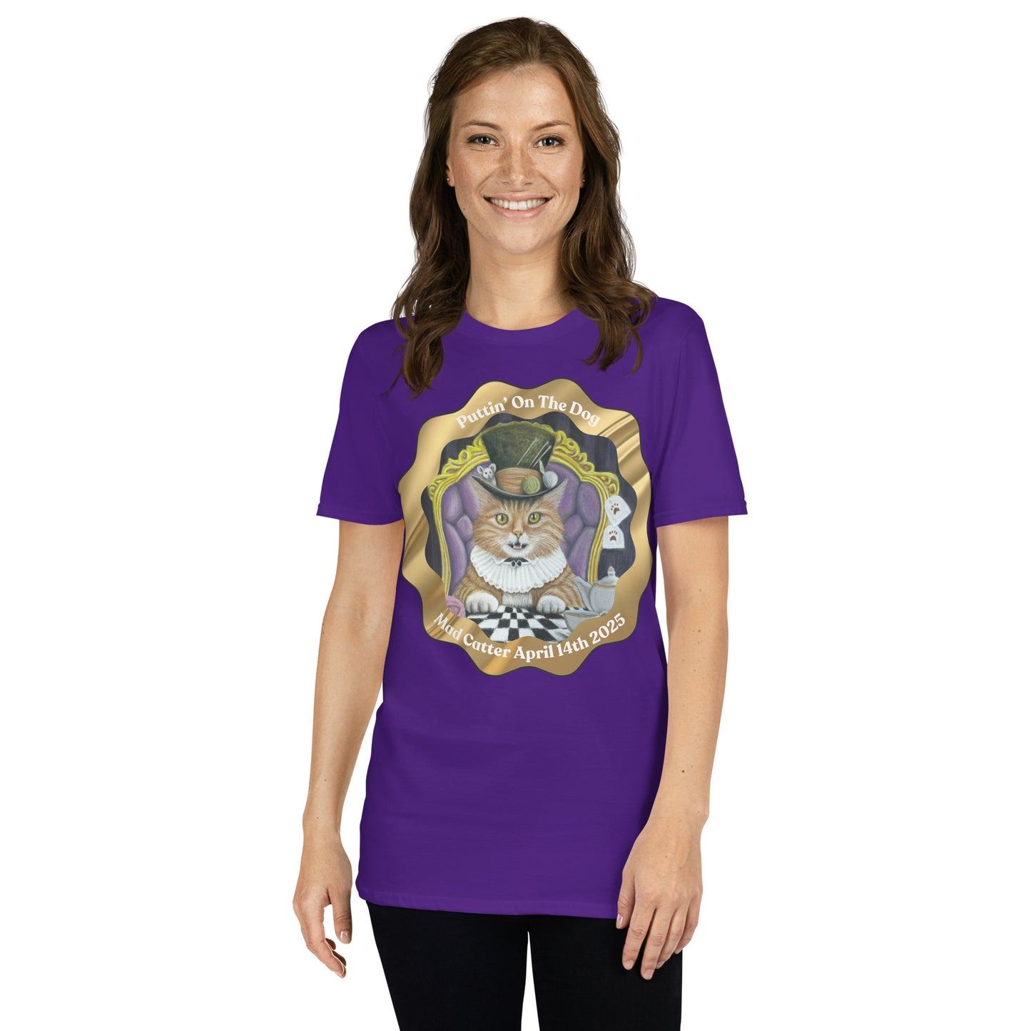 Short-Sleeve T-Shirt - Tea With Tom - Whimsical Cat In A Top Hat Artwork Tee