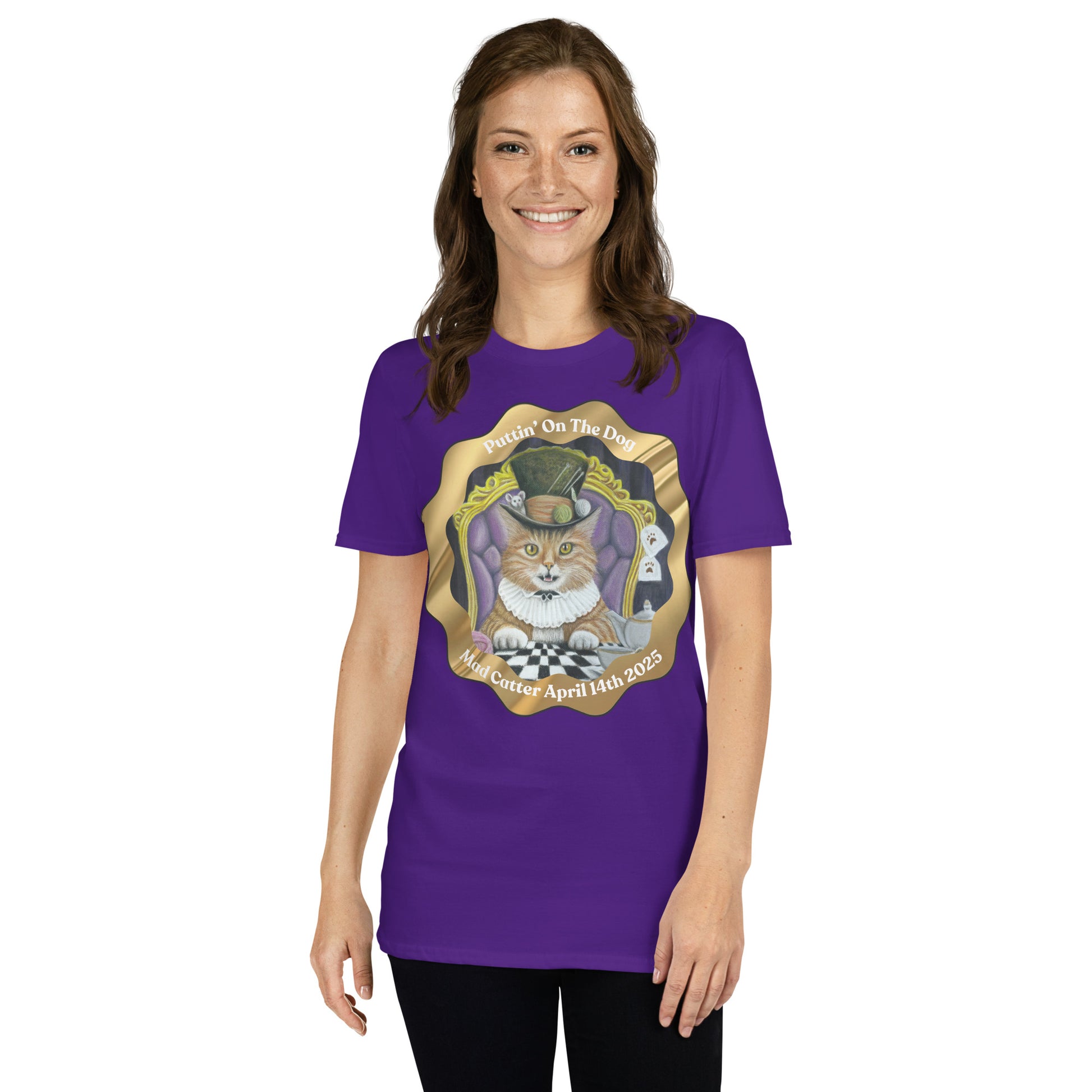 Short-Sleeve T-Shirt - Tea With Tom - Whimsical Cat In A Top Hat Artwork Tee