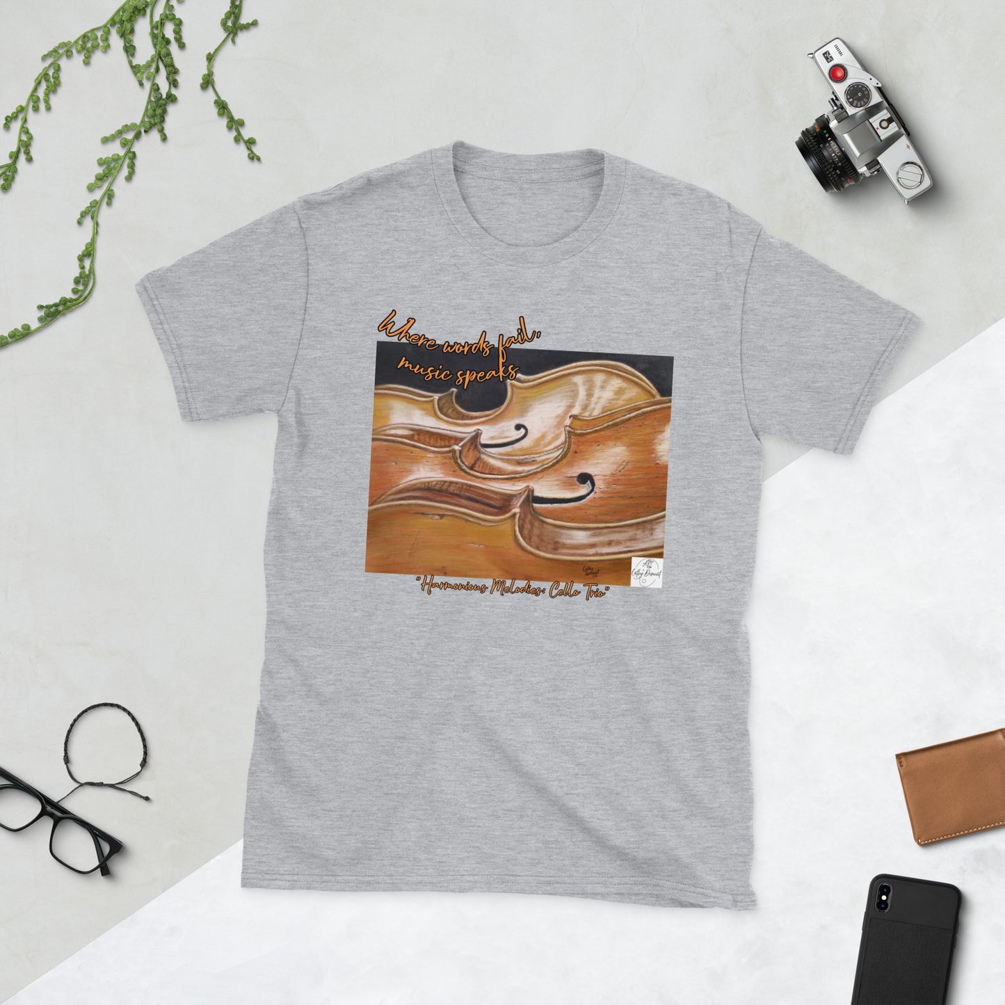 Harmonious Melodies: Cello Trio When Words Fail, Music Speaks Artwork Short-Sleeve Unisex T-Shirt