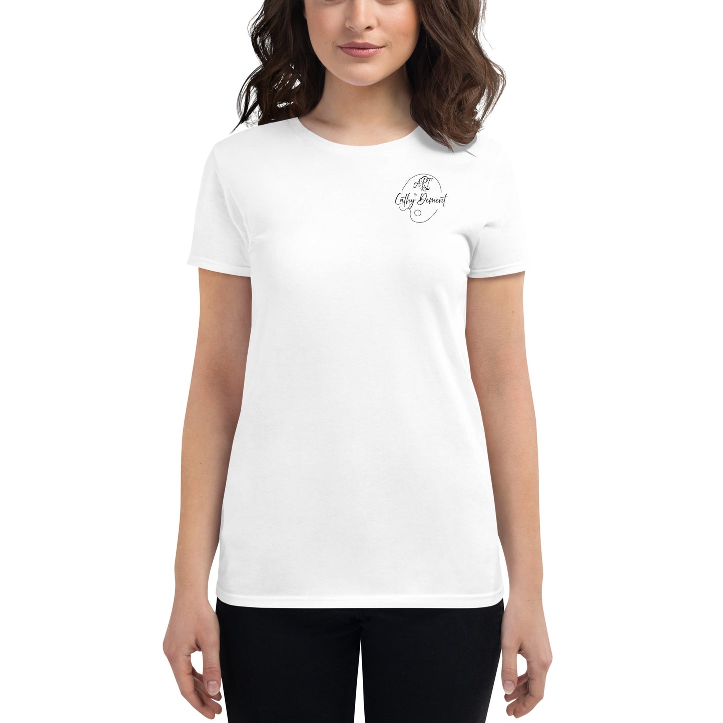 Floral Elegance: Women's Logo Short Sleeve T-Shirt with Lily Back Design