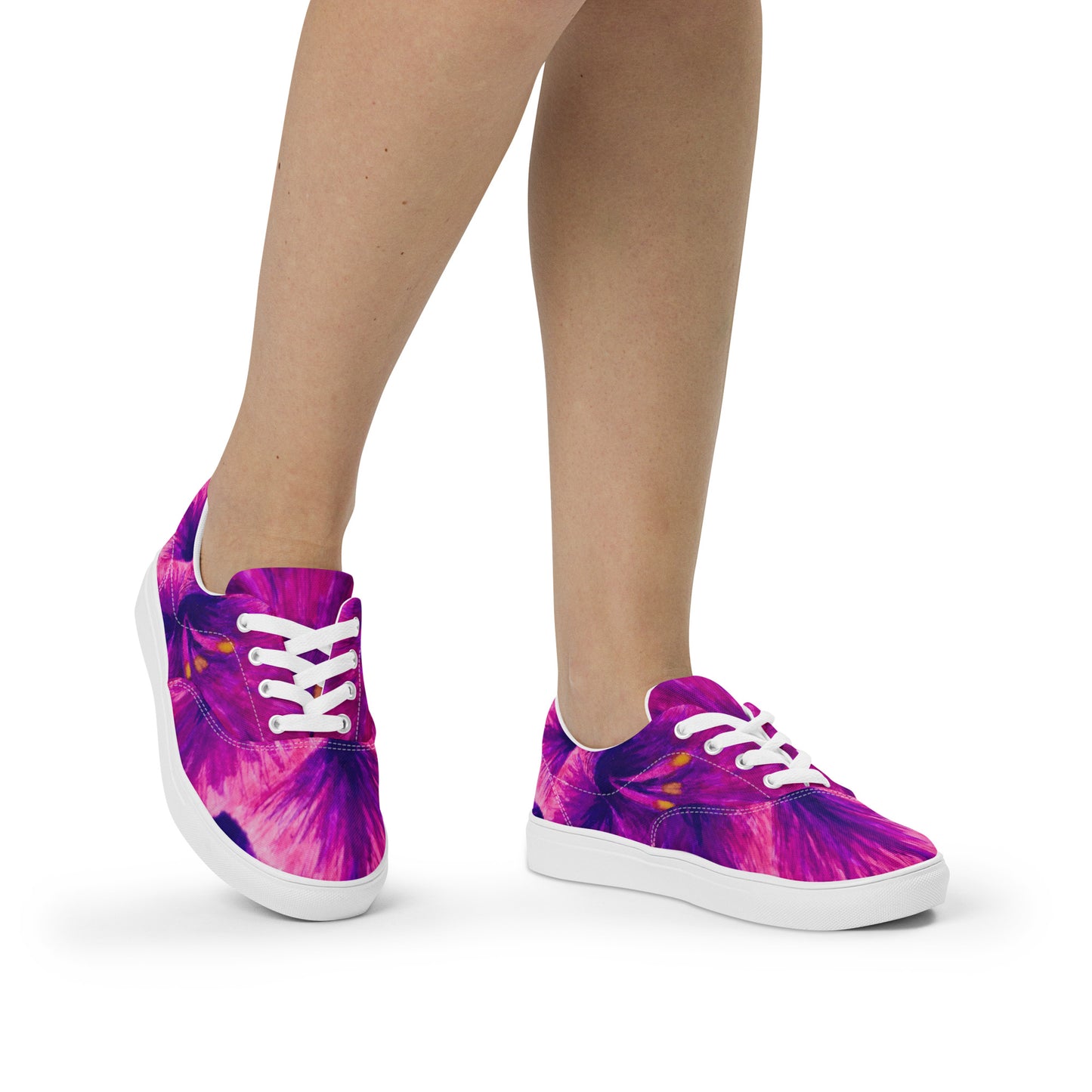 Women’s Lace-up Canvas Shoes - Royal Reverie: Purple Gladiola Artwork