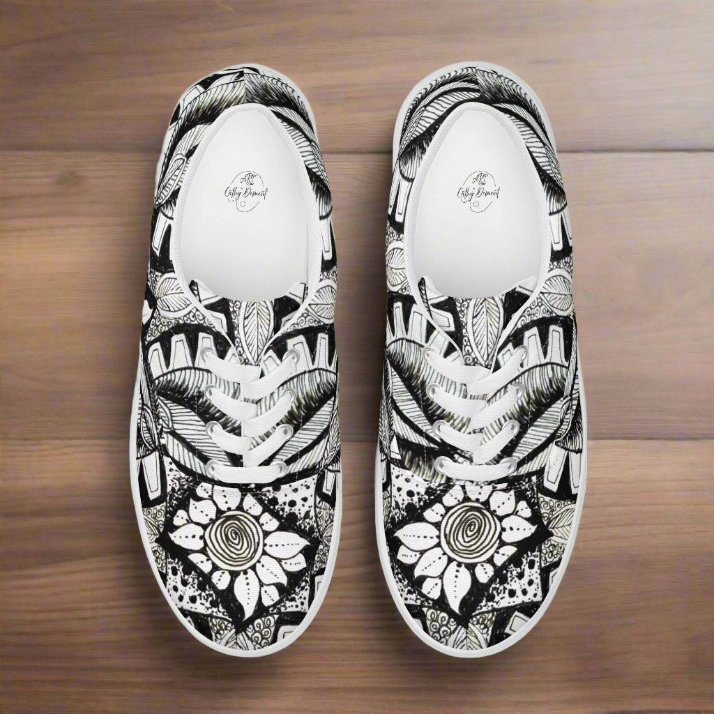 Tribal Art Women’s lace-up shops canvas shoes