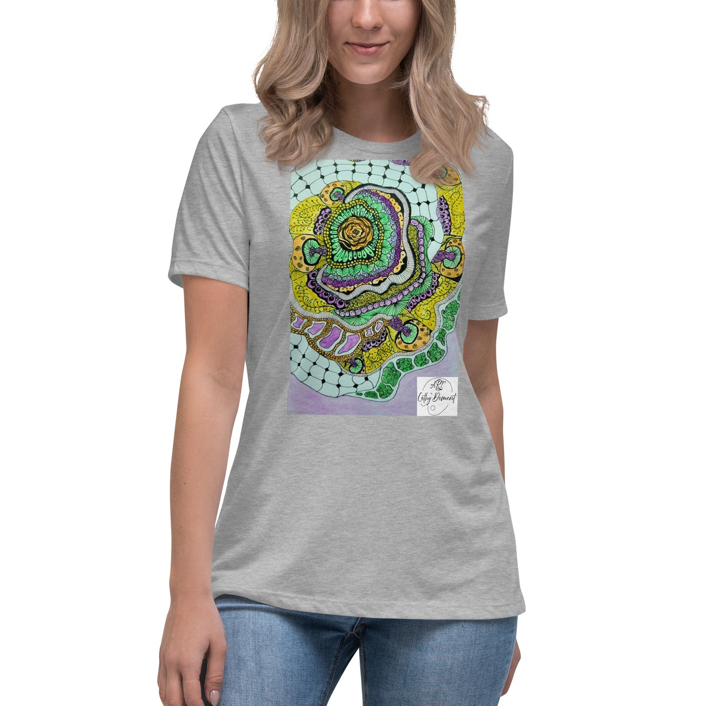 Zen Blossom: Colorful Zentangle Floral Women's Relaxed T-Shirt