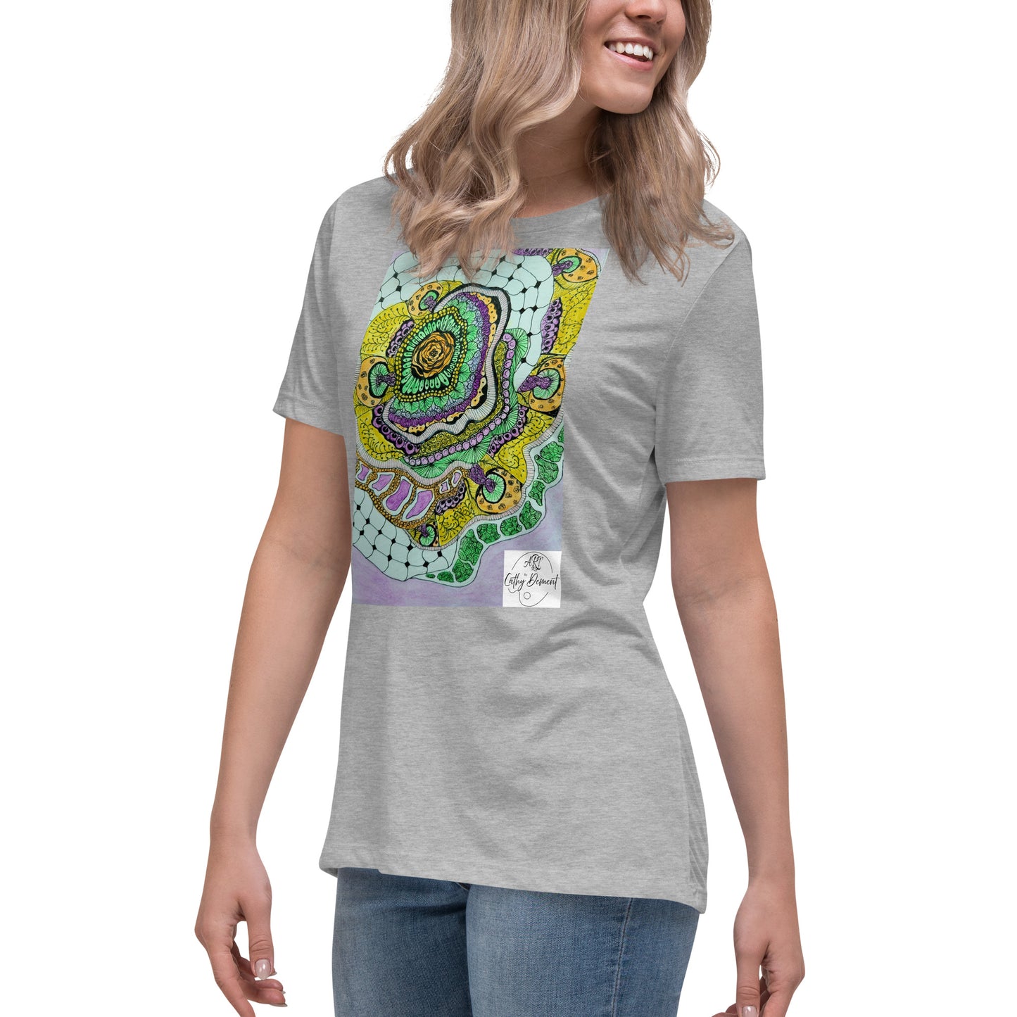 Zen Blossom: Colorful Zentangle Floral Women's Relaxed T-Shirt