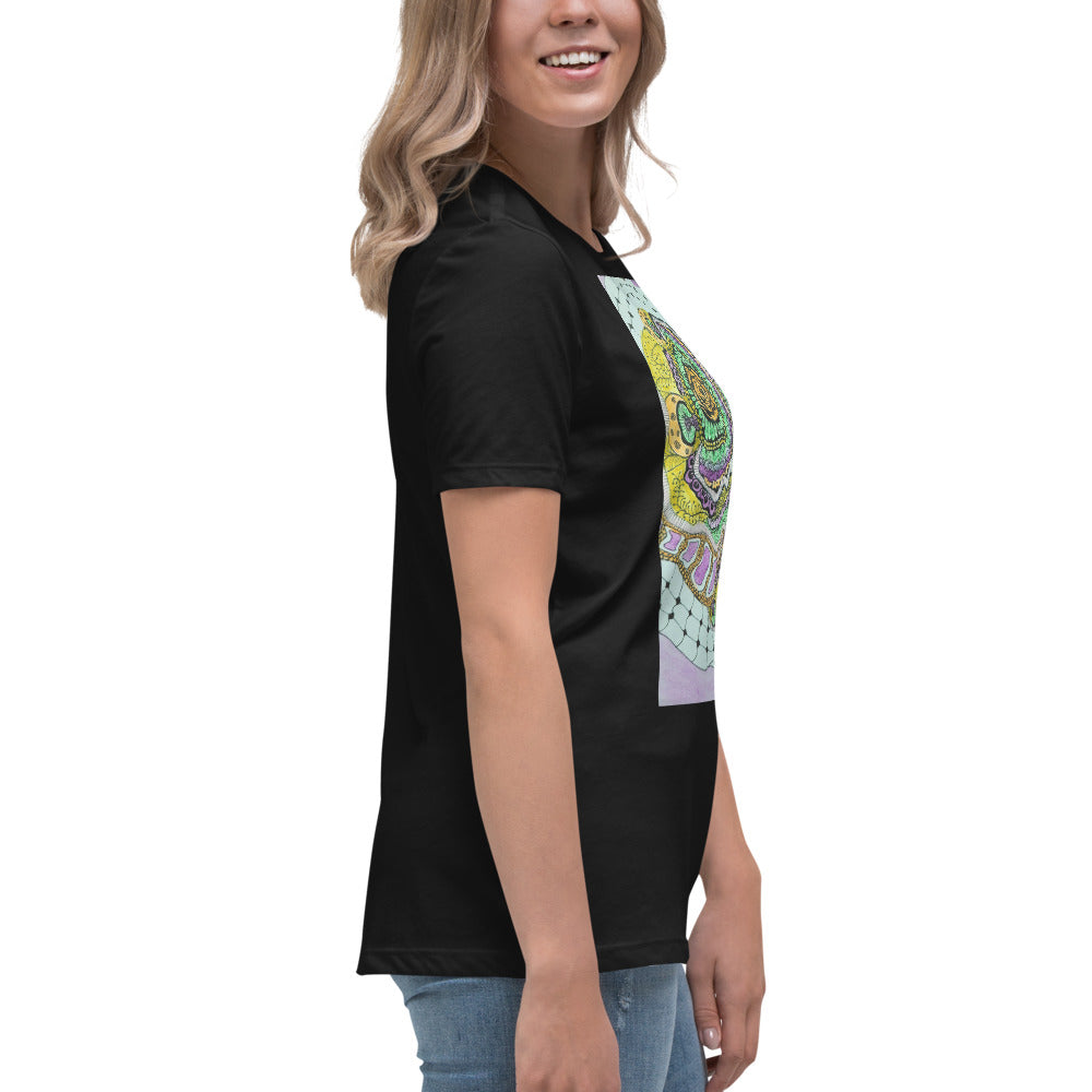 Zen Blossom: Colorful Zentangle Floral Women's Relaxed T-Shirt