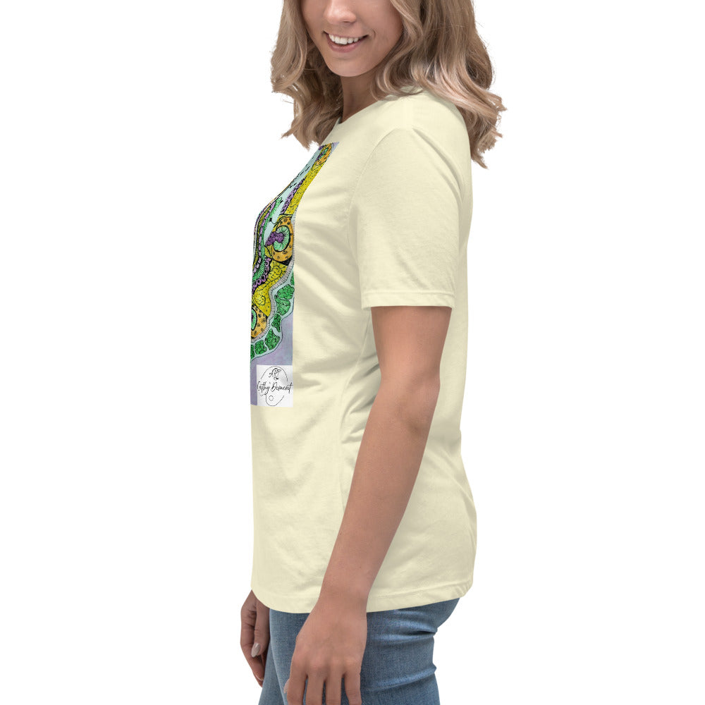 Zen Blossom: Colorful Zentangle Floral Women's Relaxed T-Shirt