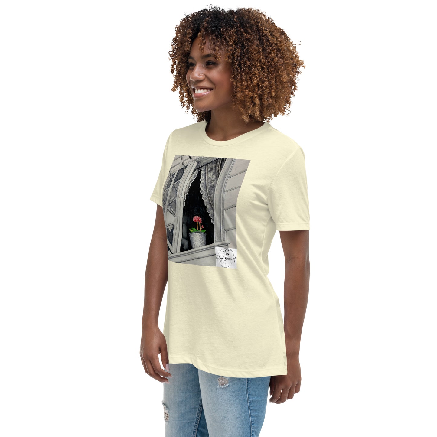 Norway Window: Open Window With Plant Design Women's Relaxed T-Shirt
