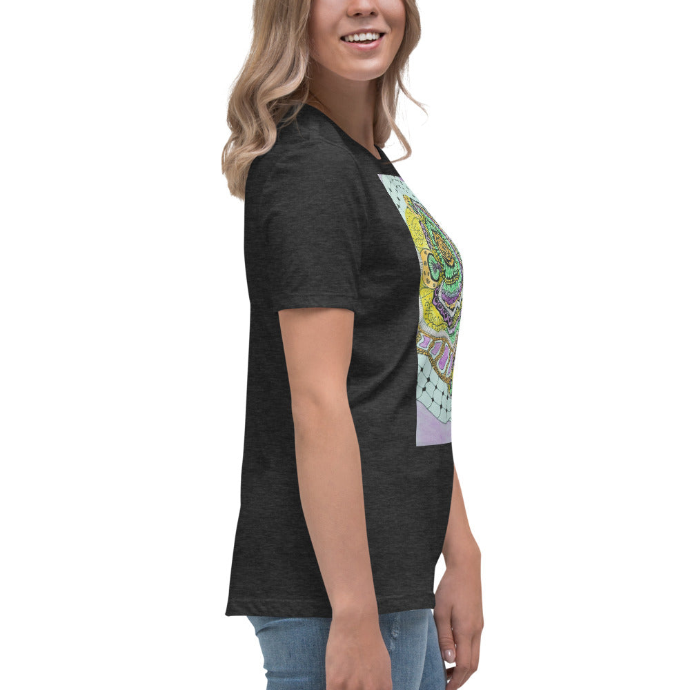Zen Blossom: Colorful Zentangle Floral Women's Relaxed T-Shirt
