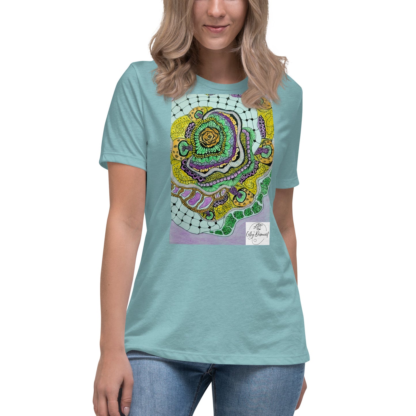 Zen Blossom: Colorful Zentangle Floral Women's Relaxed T-Shirt