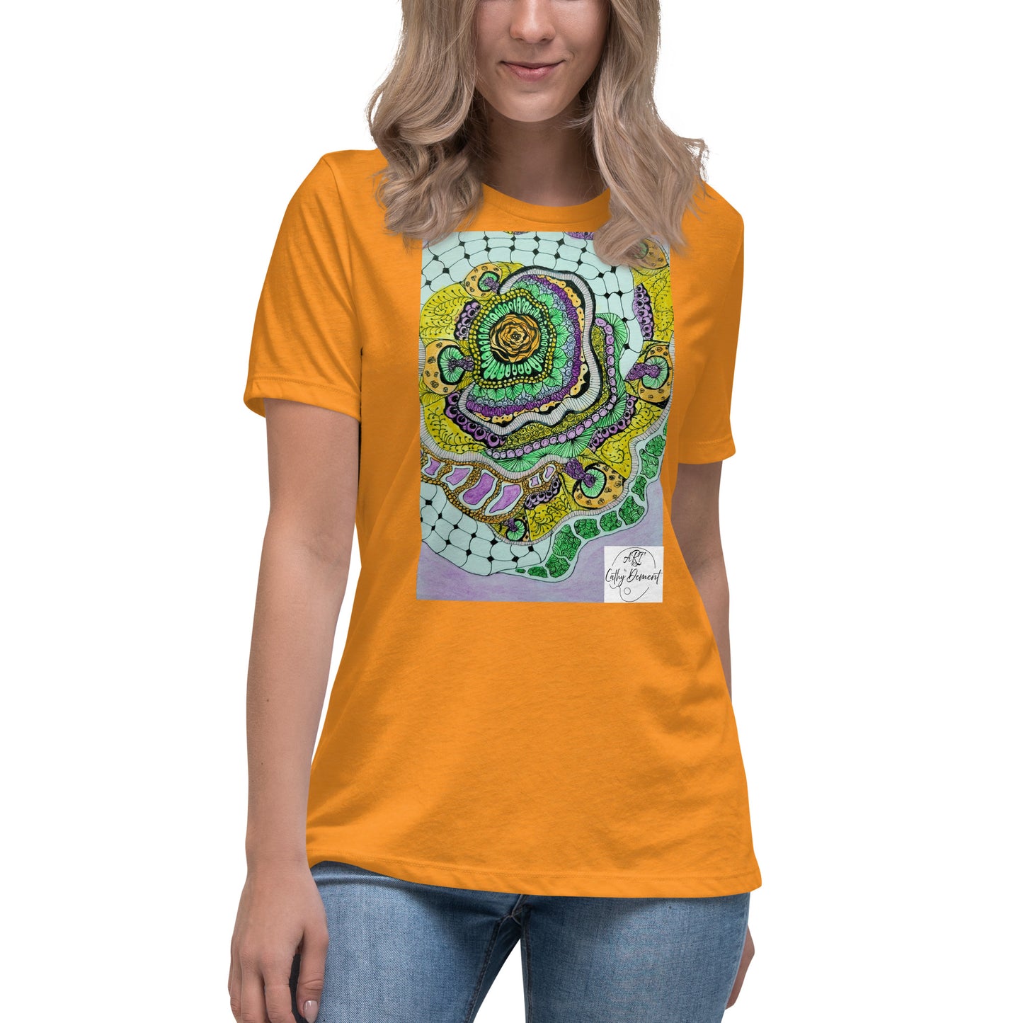 Zen Blossom: Colorful Zentangle Floral Women's Relaxed T-Shirt