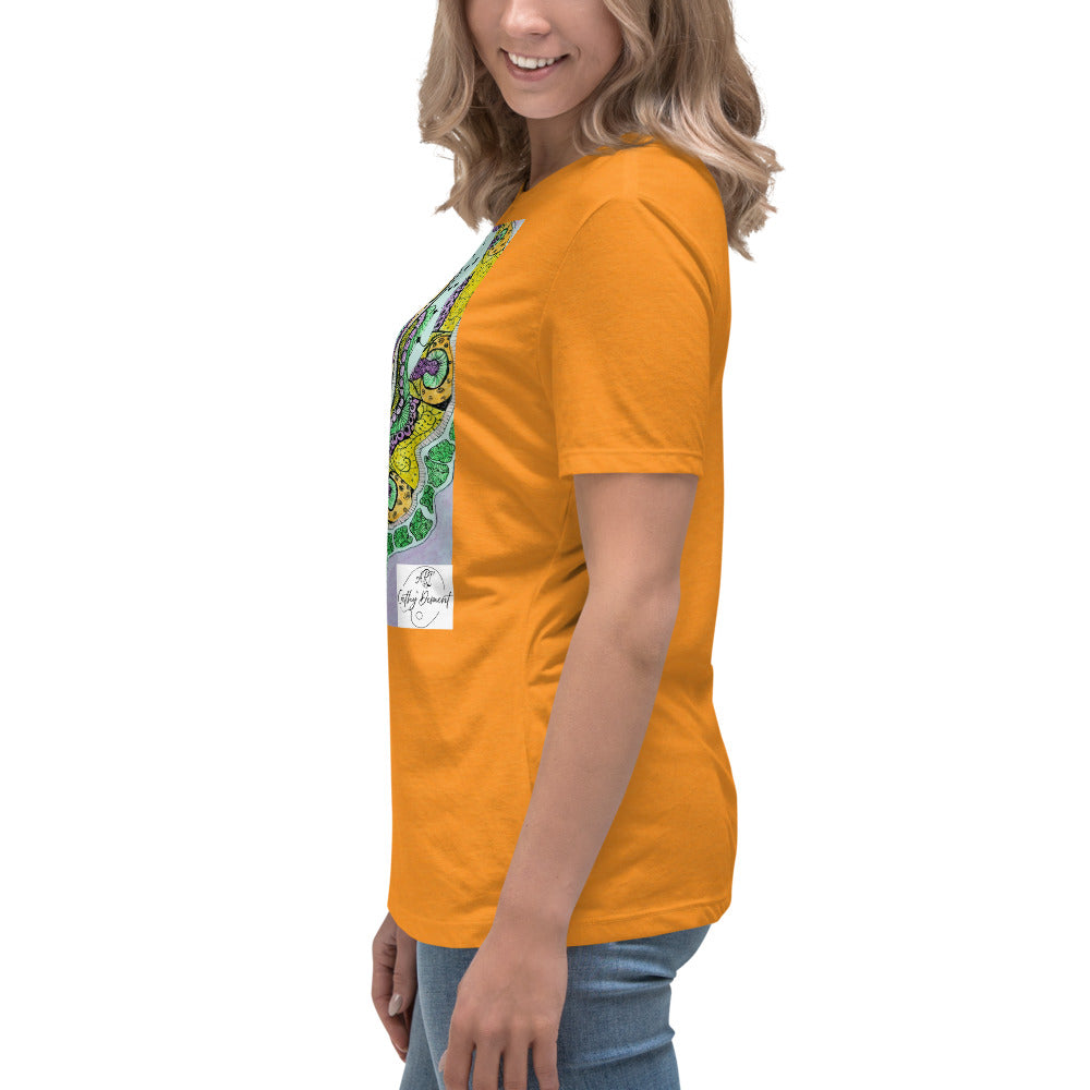 Zen Blossom: Colorful Zentangle Floral Women's Relaxed T-Shirt