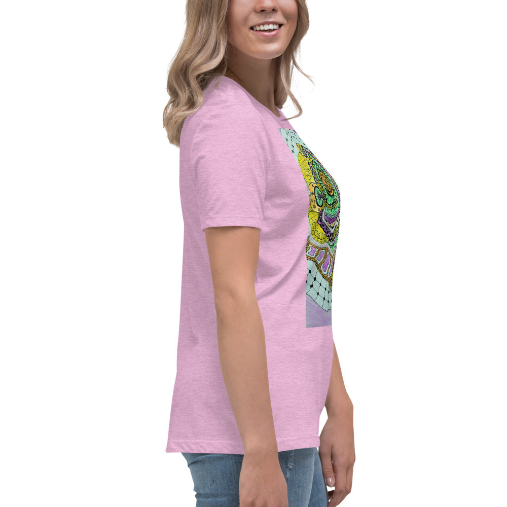 Zen Blossom: Colorful Zentangle Floral Women's Relaxed T-Shirt