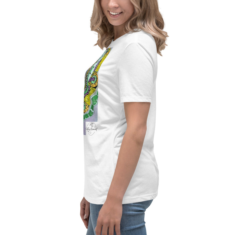 Zen Blossom: Colorful Zentangle Floral Women's Relaxed T-Shirt