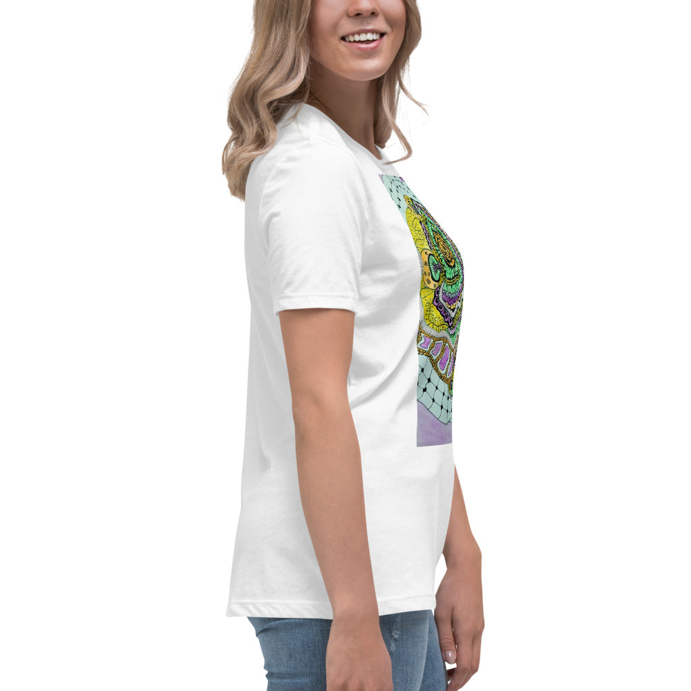 Zen Blossom: Colorful Zentangle Floral Women's Relaxed T-Shirt