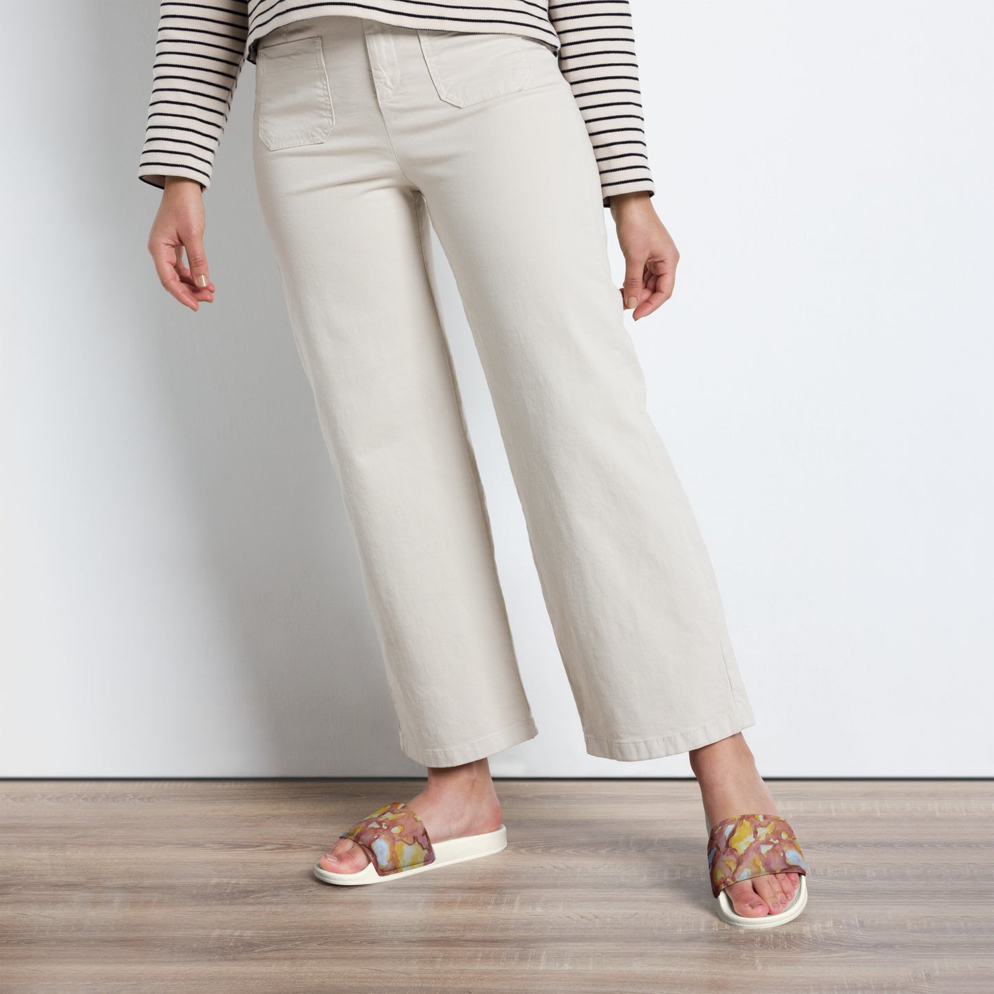 Women's Slides - Sunset Veil - Colorful Abstract Artwork Design Sandals, Wearable Art Shoes